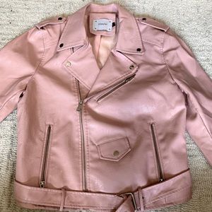 Millennial Pink Faux Leather Moto Jacket
